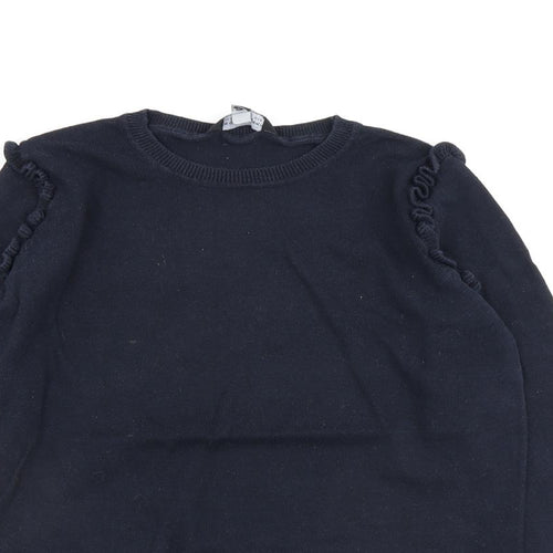 Dorothy Perkins Womens Blue Round Neck Cotton Pullover Jumper Size 8