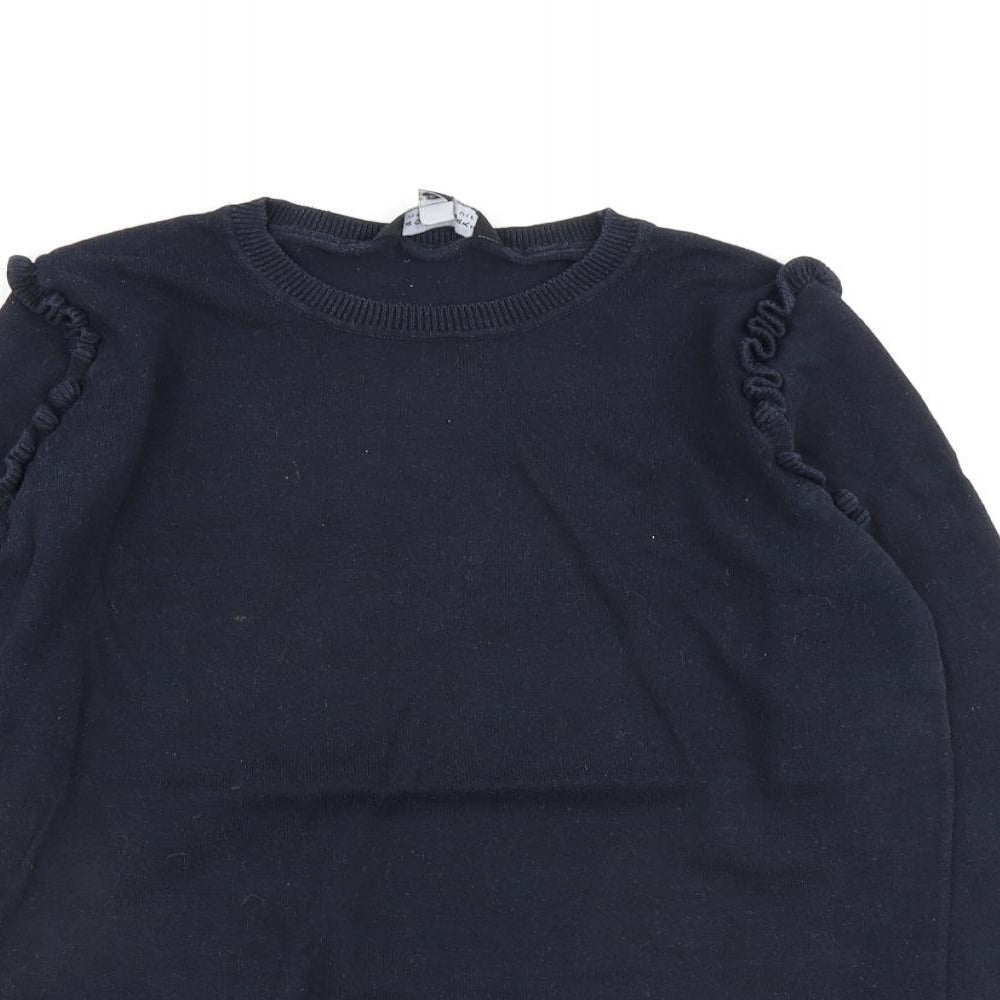 Dorothy Perkins Womens Blue Round Neck Cotton Pullover Jumper Size 8