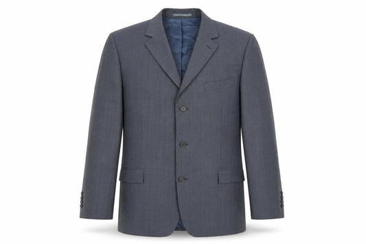 Front view of Blazer men’s blue wool jacket blazer, size 42, regular