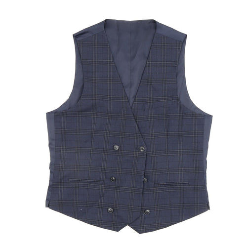 Marks and Spencer Mens Blue Check Polyester Jacket Blazer Size M Regular