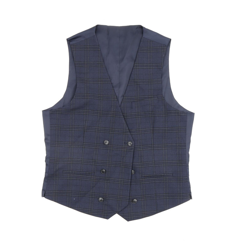 Marks and Spencer Mens Blue Check Polyester Jacket Blazer Size M Regular
