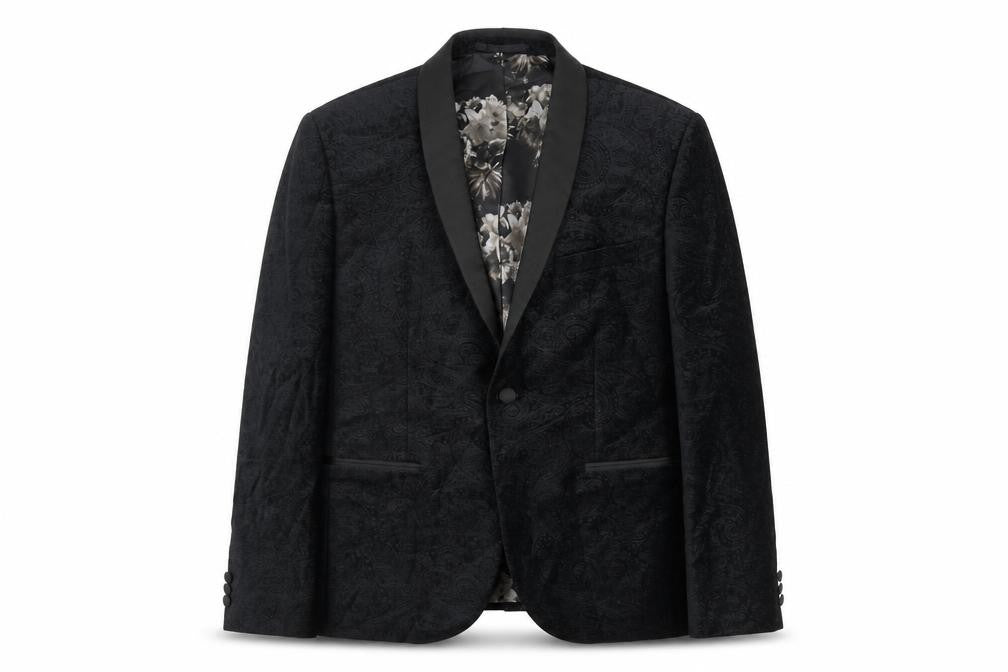 Front view of Next men’s black cotton jacket blazer, size 42, regular