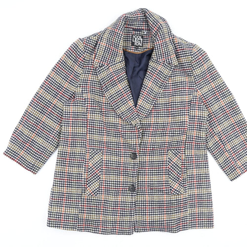 Debenhams Womens Multicoloured Check Overcoat Coat Size 18 Button