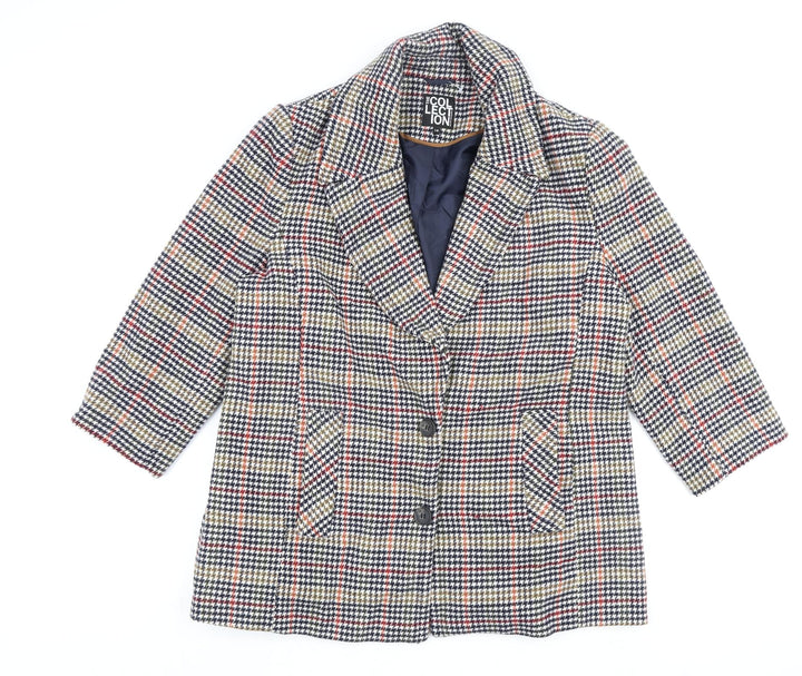 Debenhams Womens Multicoloured Check Overcoat Coat Size 18 Button
