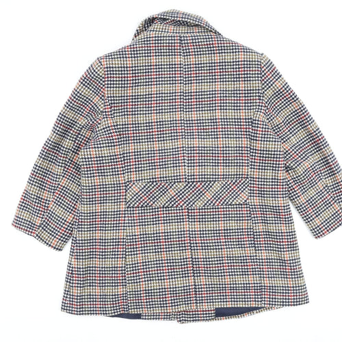 Debenhams Womens Multicoloured Check Overcoat Coat Size 18 Button