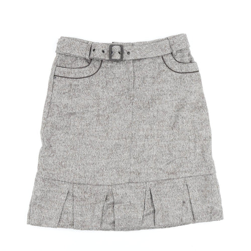 Mariella Roasti Womens Beige Acrylic A-Line Skirt Size 14 Buckle