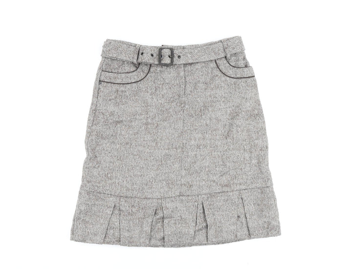 Mariella Roasti Womens Beige Acrylic A-Line Skirt Size 14 Buckle