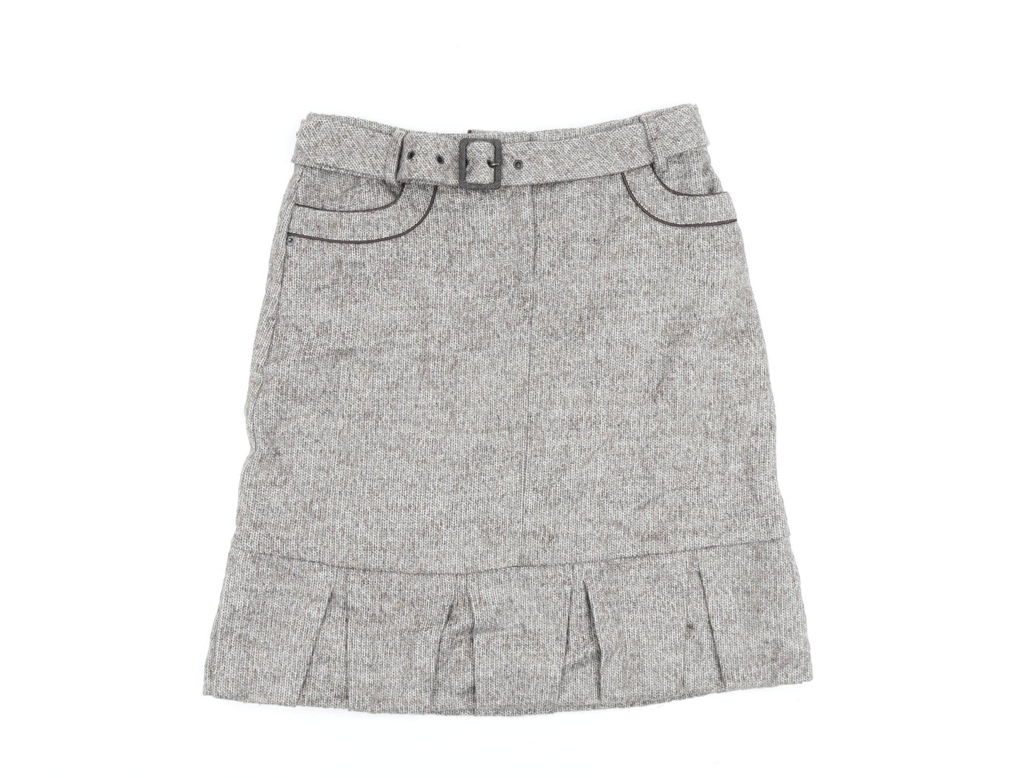 Mariella Roasti Womens Beige Acrylic A-Line Skirt Size 14 Buckle