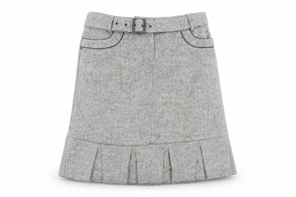 Mariella Roasti Womens Beige Acrylic A-Line Skirt Size 14 Buckle