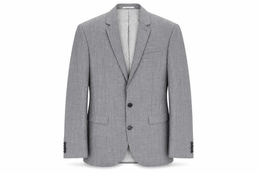 Front view of Next men’s grey wool jacket blazer, size 38, regular