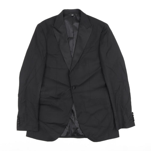 Marks and Spencer Mens Black Polyester Jacket Blazer Size 38 Regular