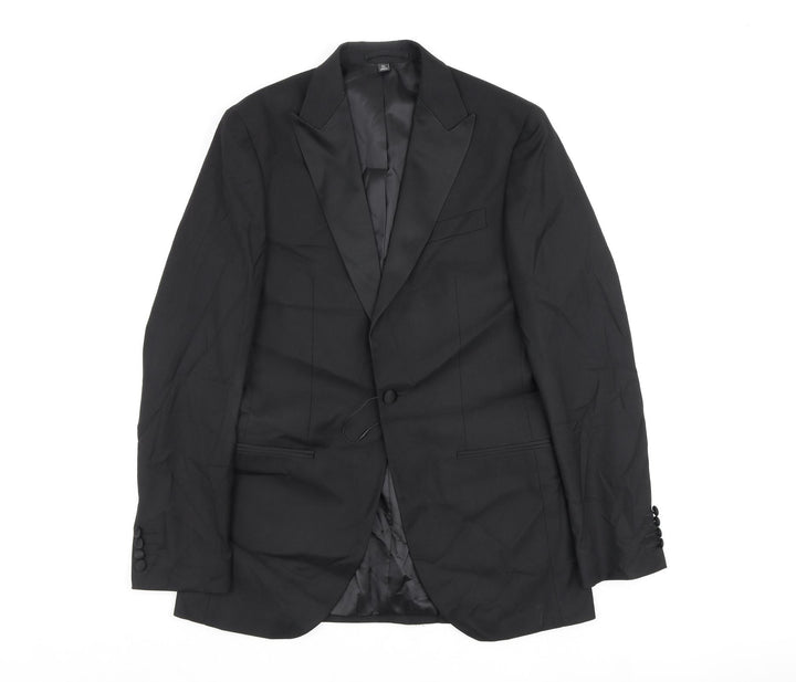 Marks and Spencer Mens Black Polyester Jacket Blazer Size 38 Regular