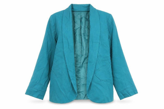 Front view of Monsoon women’s green jacket blazer, size UK 12