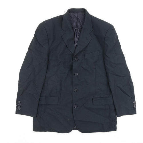 Simon Bermin Mens Blue Wool Jacket Blazer Size 40 Regular