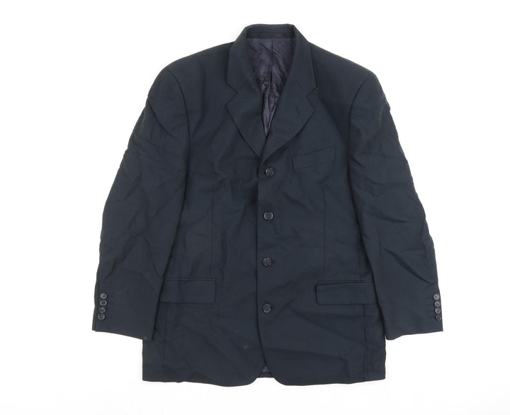 Simon Bermin Mens Blue Wool Jacket Blazer Size 40 Regular