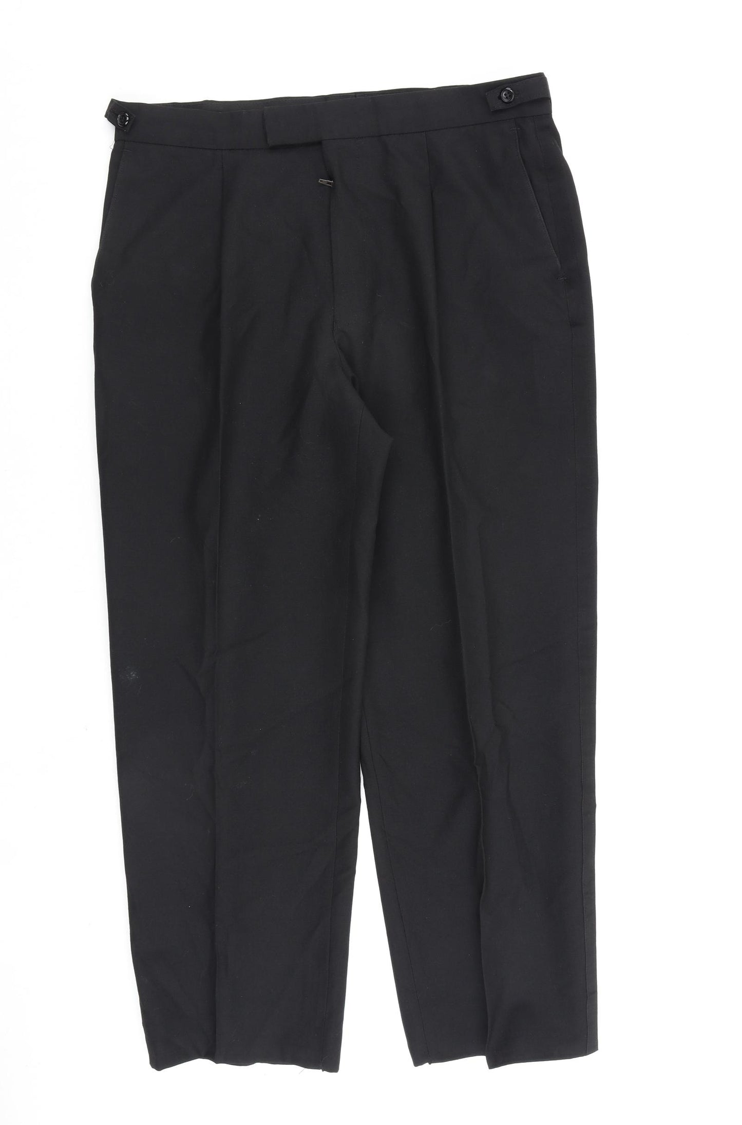 Daniel Drescott Mens Black Wool Trousers Size 36 in L30 in Regular Zip