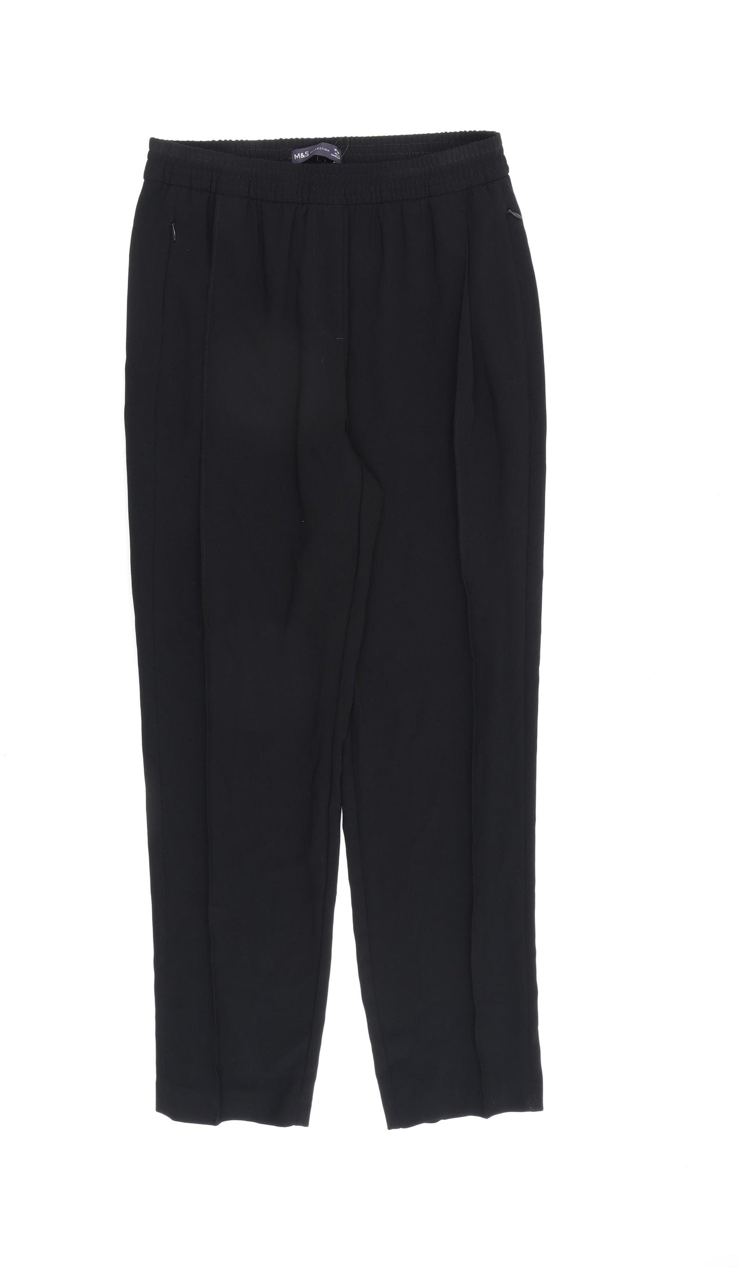 Marks and Spencer Womens Black Polyester Trousers Size 10 L29 in Regular