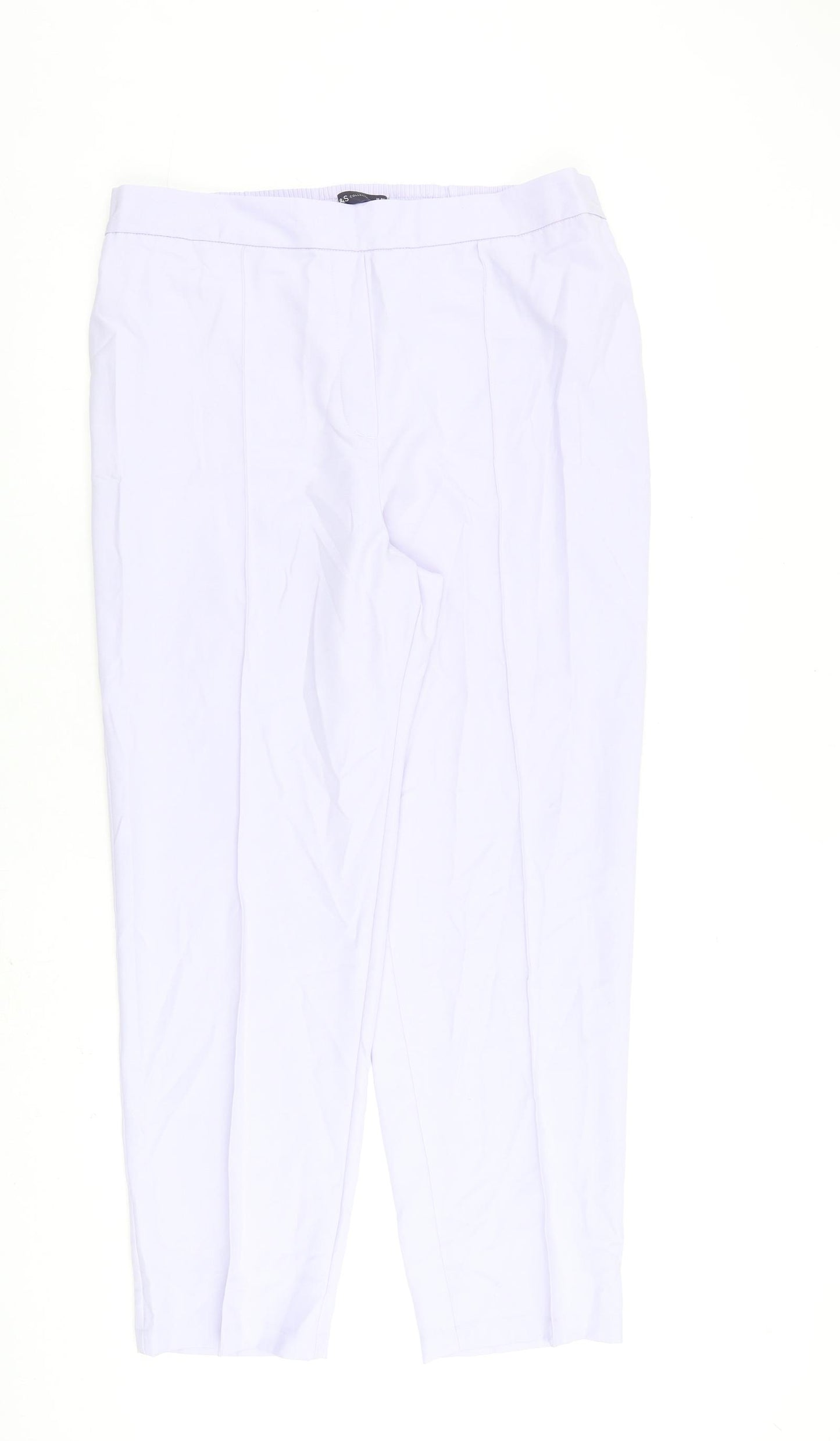Marks and Spencer Womens Purple Polyester Trousers Size 18 L28 in Regular Zip