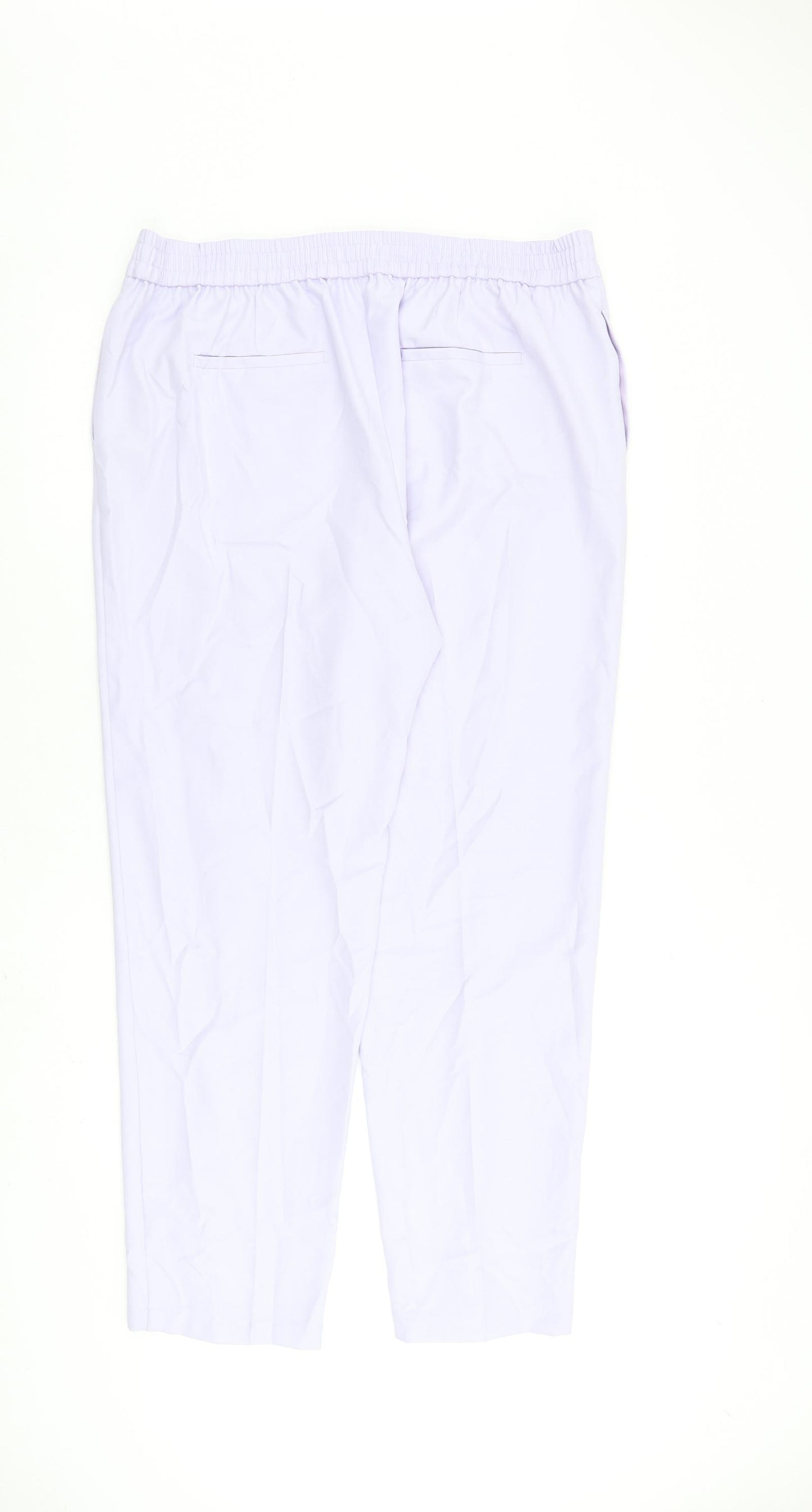 Marks and Spencer Womens Purple Polyester Trousers Size 18 L28 in Regular Zip
