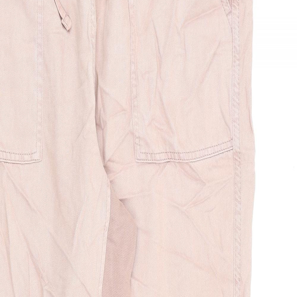 Marks and Spencer Womens Pink Lyocell Cargo Trousers Size 14 L31 in Regular Zip