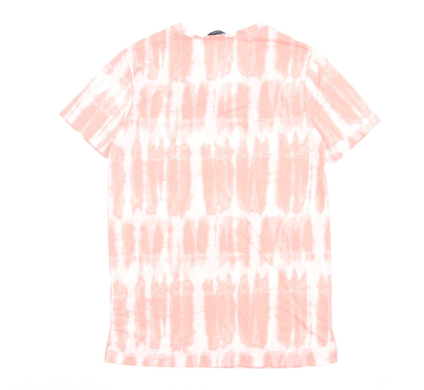 Marks and Spencer Womens Pink Geometric Polyester Basic T-Shirt Size 8 V-Neck