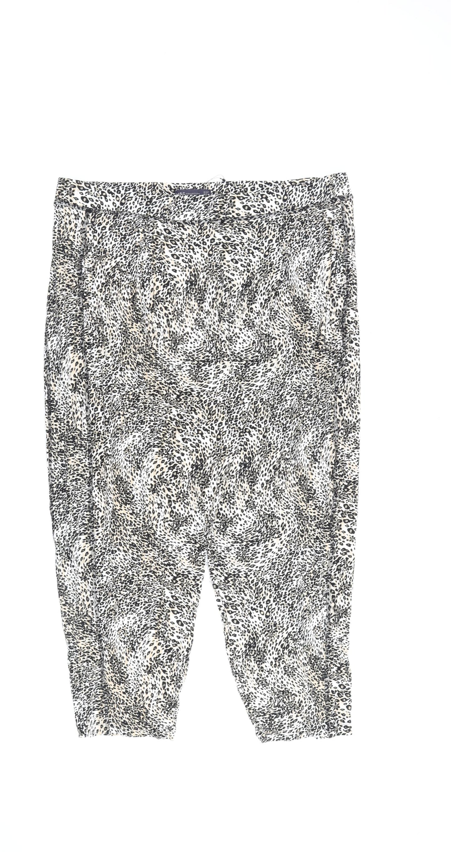 Marks and Spencer Womens Multicoloured Animal Print Viscose Trousers Size 20 L26 in Regular