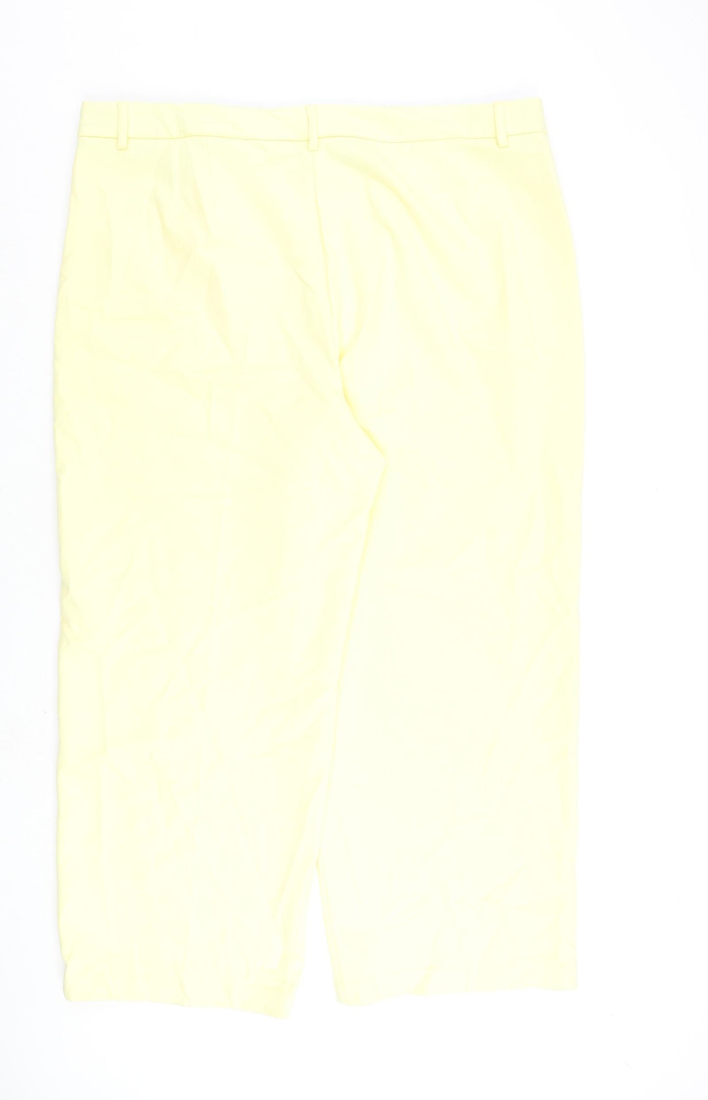 Marks and Spencer Womens Yellow Polyester Trousers Size 24 L30 in Regular Zip