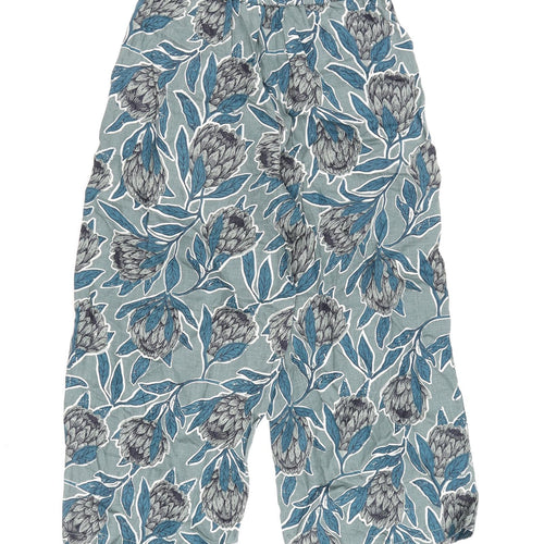 Seasalt Womens Green Floral Linen Trousers Size 8 L23 in Regular Zip