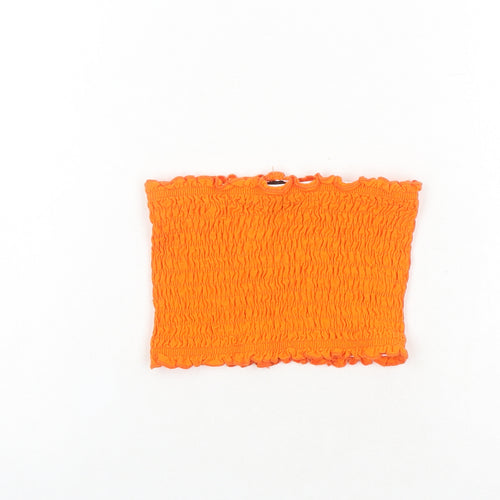 Topshop Womens Orange Cotton Cropped Tank Size 4 Off the Shoulder - Tube Top Stretch