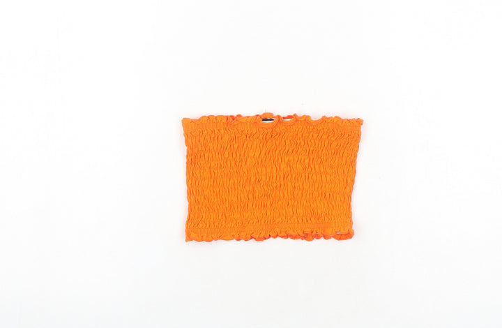 Topshop Womens Orange Cotton Cropped Tank Size 4 Off the Shoulder - Tube Top Stretch