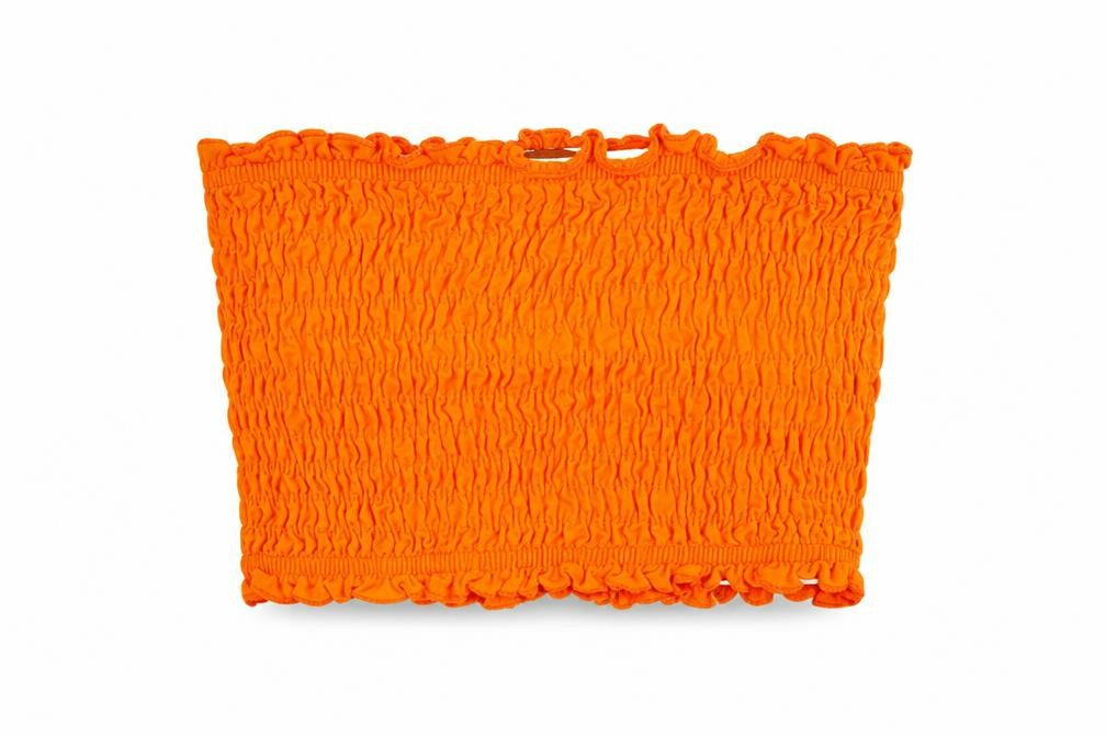 Topshop Womens Orange Cotton Cropped Tank Size 4 Off the Shoulder - Tube Top Stretch