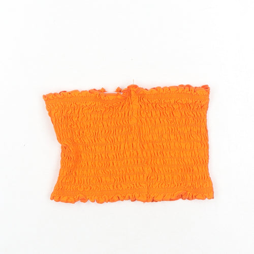 Topshop Womens Orange Cotton Cropped Tank Size 4 Off the Shoulder - Tube Top Stretch