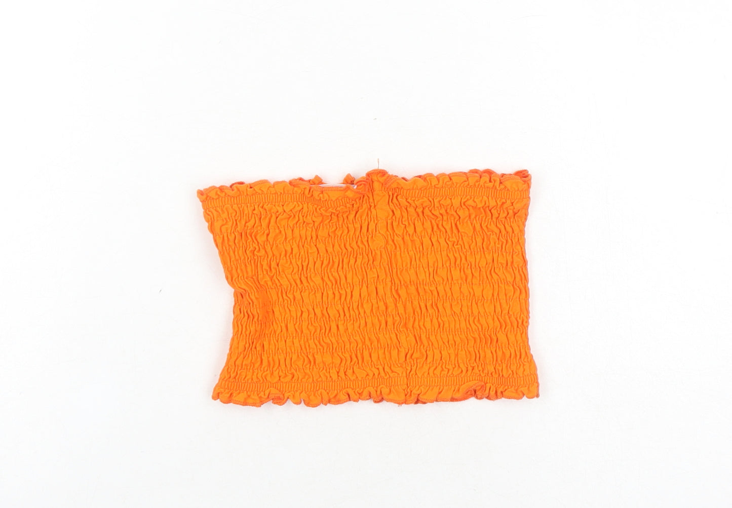 Topshop Womens Orange Cotton Cropped Tank Size 4 Off the Shoulder - Tube Top Stretch