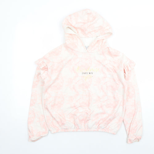 Design Arc Girls Pink Geometric Polyester Pullover Hoodie Size 13-14 Years Pullover - Kindness Starts With You