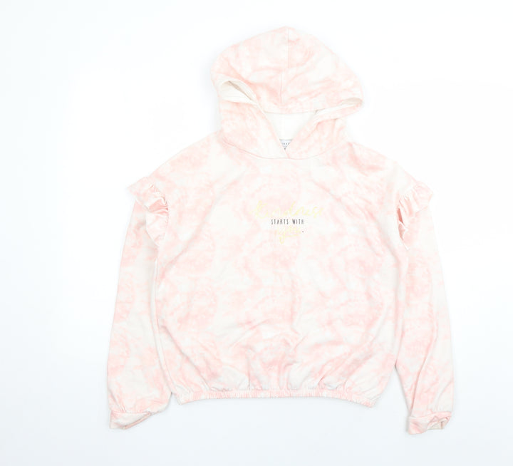 Design Arc Girls Pink Geometric Polyester Pullover Hoodie Size 13-14 Years Pullover - Kindness Starts With You