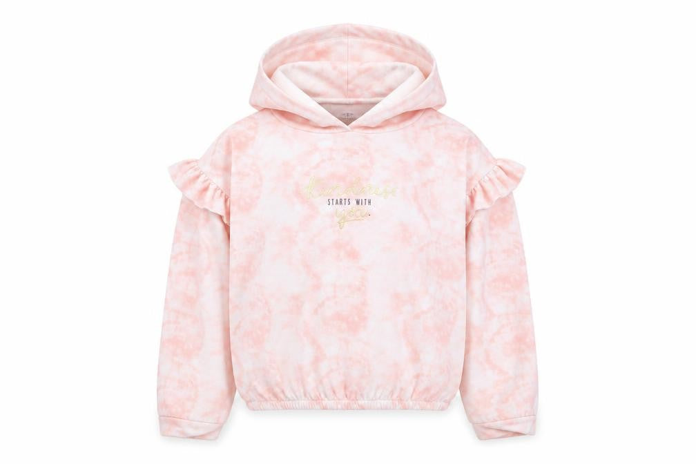 Design Arc Girls Pink Geometric Polyester Pullover Hoodie Size 13-14 Years Pullover - Kindness Starts With You