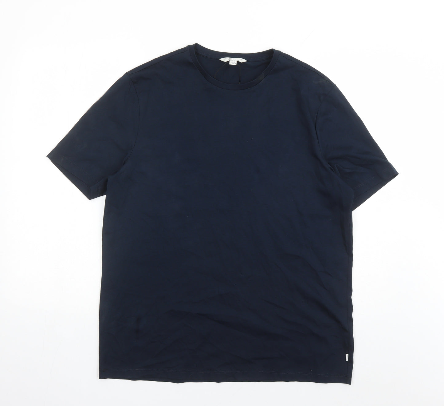 Marks and Spencer Mens Blue Cotton T-Shirt Size L Round Neck