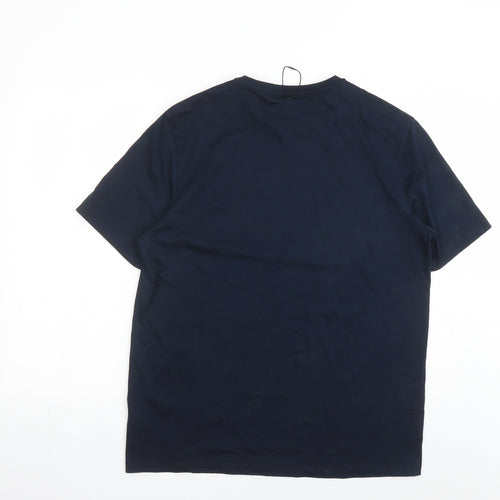 Marks and Spencer Mens Blue Cotton T-Shirt Size L Round Neck