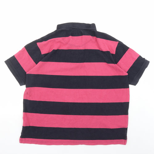 Stone Bay Mens Pink Striped 100% Cotton Polo Size XL Collared Button