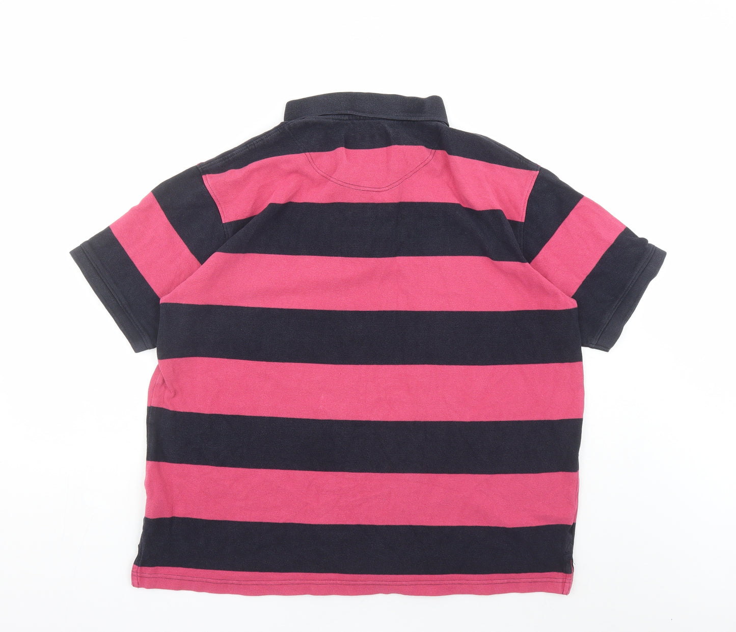 Stone Bay Mens Pink Striped 100% Cotton Polo Size XL Collared Button