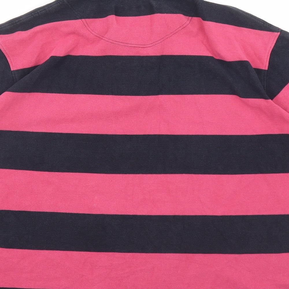 Stone Bay Mens Pink Striped 100% Cotton Polo Size XL Collared Button