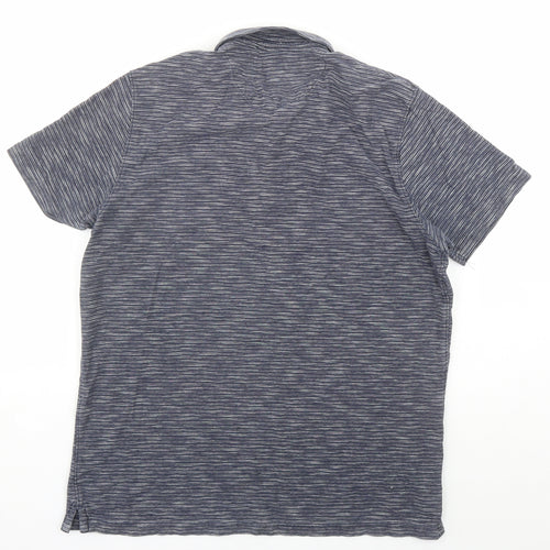 NEXT Mens Blue Cotton Polo Size L Collared Button