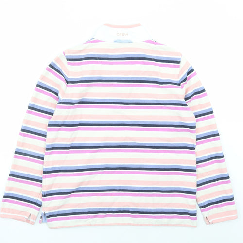 Crew Clothing Womens Multicoloured Striped 100% Cotton Pullover Sweatshirt Size 12 Button