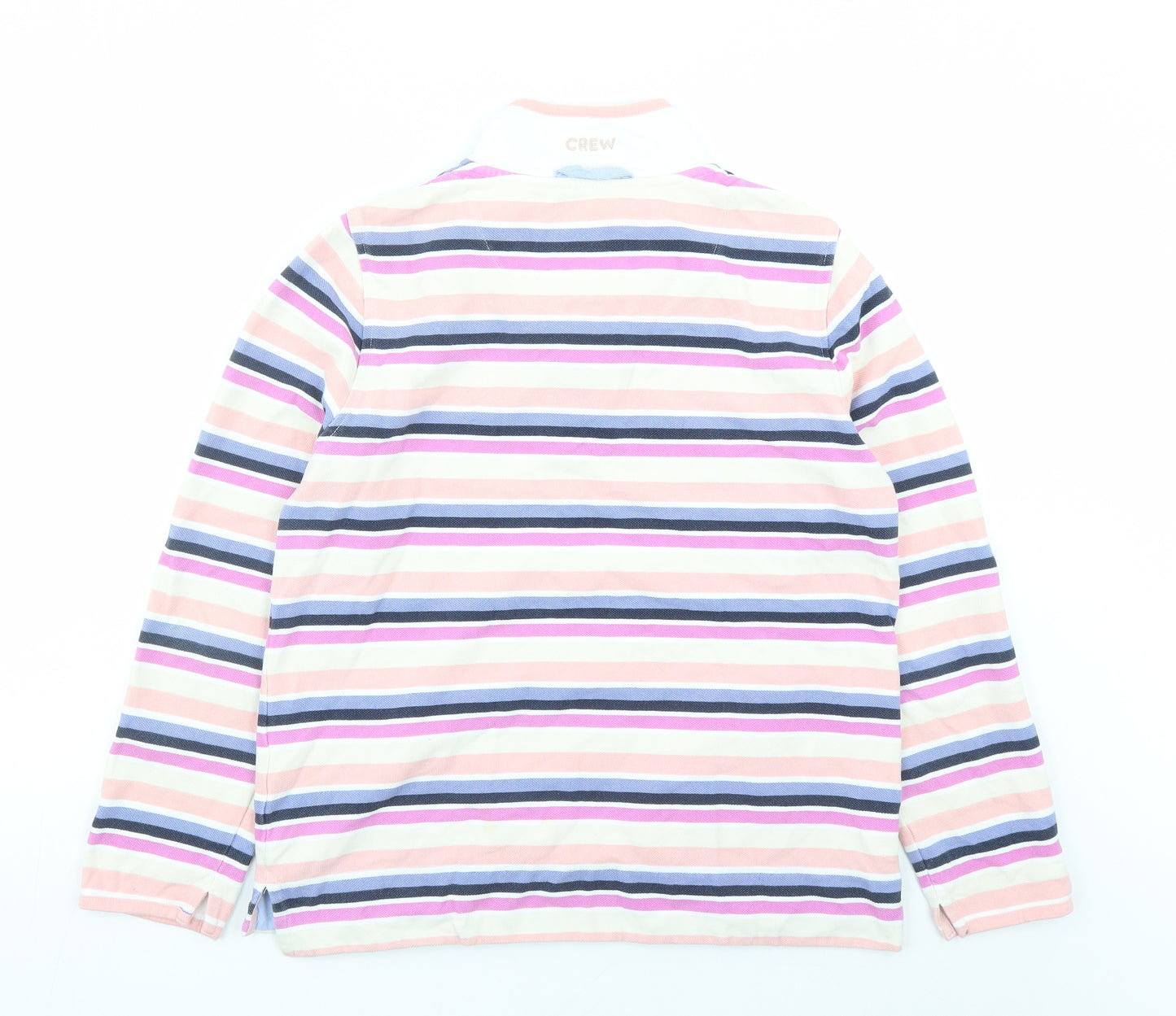 Crew Clothing Womens Multicoloured Striped 100% Cotton Pullover Sweatshirt Size 12 Button