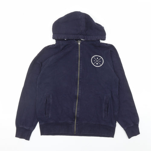 Earth Positive Womens Blue Cotton Full Zip Hoodie Size S Zip