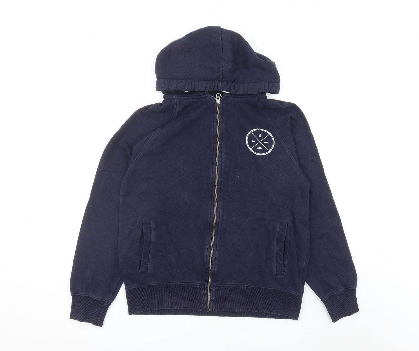 Earth Positive Womens Blue Cotton Full Zip Hoodie Size S Zip