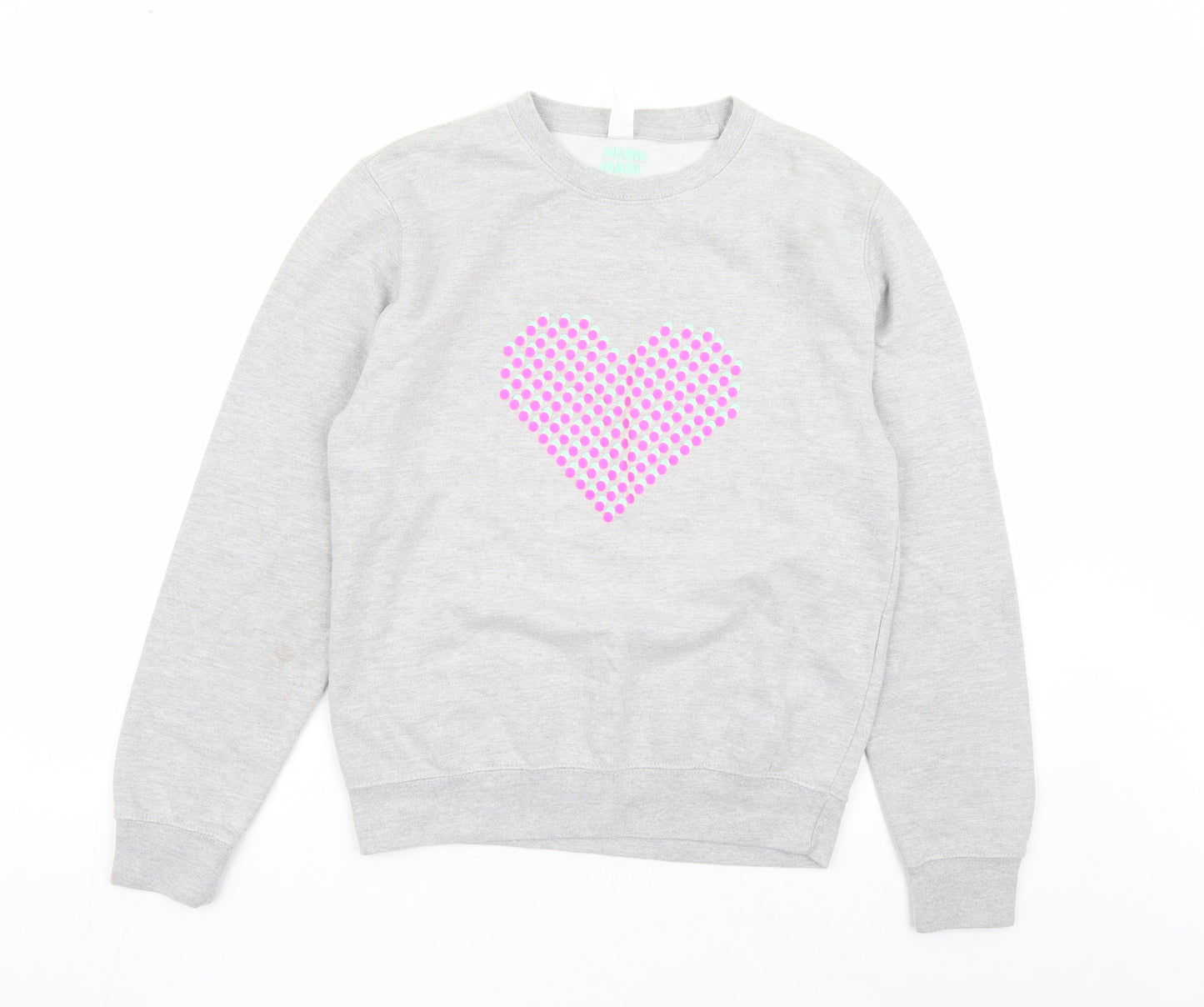 Neon Marl Womens Grey Cotton Pullover Sweatshirt Size XS Pullover - Heart Graphic