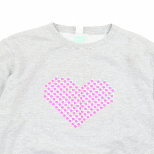 Neon Marl Womens Grey Cotton Pullover Sweatshirt Size XS Pullover - Heart Graphic
