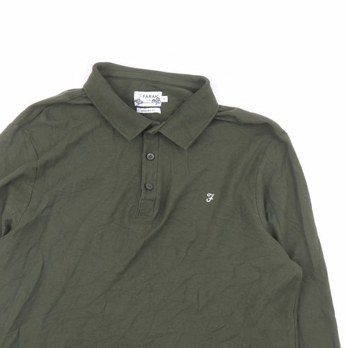 Farah Mens Green 100% Cotton Polo Size XL Collared Button