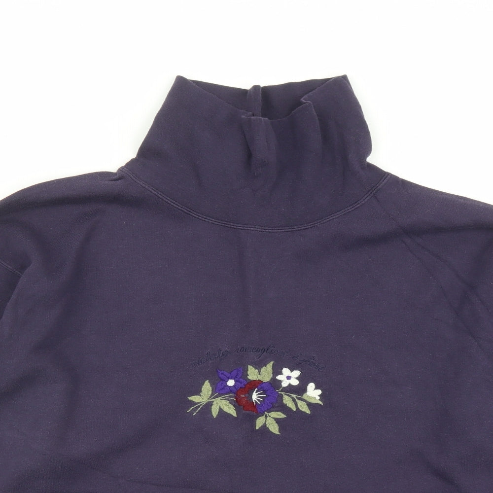 Outrage Womens Blue Cotton Pullover Sweatshirt Size L Pullover - Floral Embroidery